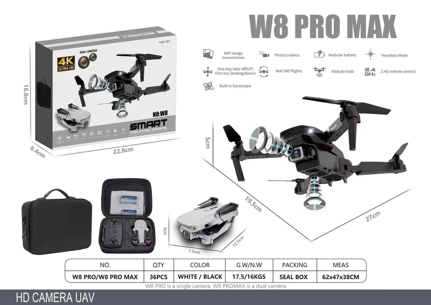 Drone W8 Pro Max + Maletín Gratis - TechBoom